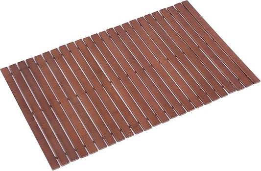 Bamboo Bath Mat Bathroom Rugs Floor Wood Shower Bathtub Waterproof Non Slip Accessories 16x24 Inch Easy to Clean, Walnut Bamboo, 1 pc