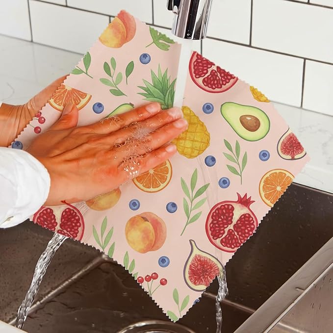 Reusable Beeswax Wrap, 9 Pack Eco-Friendly Wraps For Food, Organic, Sustainable, Biodegradable, Zero Waste, Plastic-Free Food Storage, 1XL, 3M, 5S (Mixed Fruit, Pineapple, Floral)