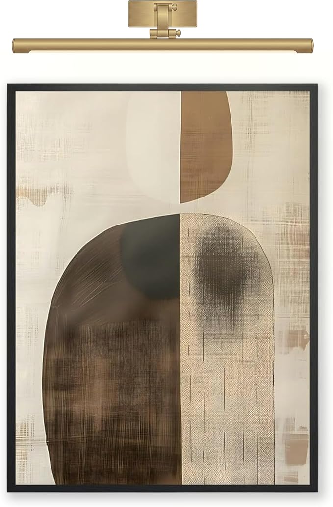 Moonow7 Neutral Abstract Figure Wall Art, Minimalist Geometric Artwork for Living Room or Office, Unframed Size 27x35 cm / 11x14″