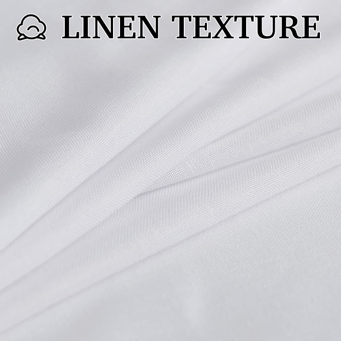 RYB HOME Extra Long Linen Sheer Curtains 108 inches Long, White Aesthetic Light Filtering Airy Half Privacy Floor Sweeping Draperies for Sunroom, W 52 x L 108 inches, 2 Pcs