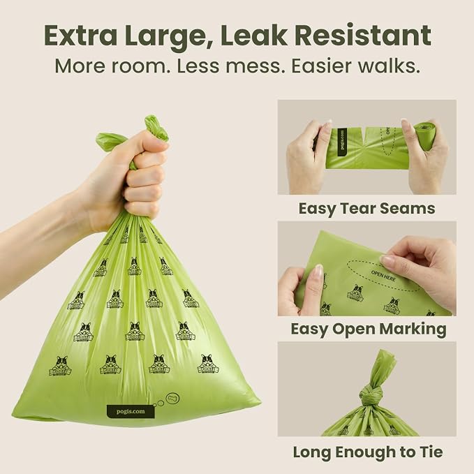 Pogi’s Dog Poop Bags – Leak-Proof & Extra Thick Pet Waste Bags (Fresh Scent, 30 Rolls, 450-Count)