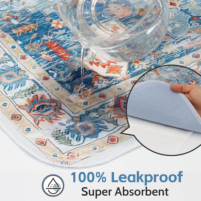 Washable Pee Pads for Dogs, 2 Pack Reusable Puppy Training Pads 48"x48" Super Absorbent Waterproof Dog Training Pads, Non-Slip Potty Pads, Whelping Pads Litter Mat Blue/Mix