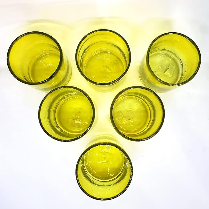 Solid Yellow 9 oz Short Tumblers (set of 6), Recycled Glass, Lead-free, Toxin-Free (9oz Tumbler)