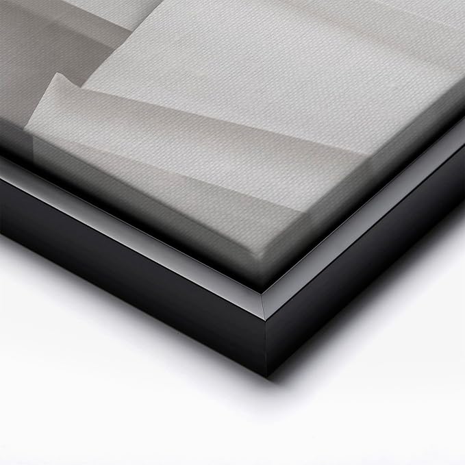 Monem Art Minimalist Folded Paper Texture Print - Neutral Abstract Modern Art Poster - Wall Decor for Living Room, Bedroom or Office - 24x32 Black Framed CANVAS Wall Art by Mareike Bohmer