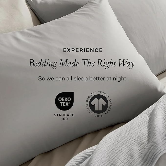 BOLL & BRANCH Signature Comforter Set - Full/Queen, Sageleaf - Duvet Insert and Cover in One Layer - Luxury Organic Cotton, Down Alternative, Hypoallergenic, All-Season - 1 Comforter and 2 Shams