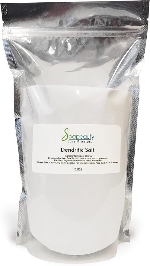 Soapeauty Dendritic Salt | Premium Fine Grain Bath and Body Salt for Scrubs, Exfoliants, and Milk Baths | High Absorption for Fragrance Oils and Essential Oils | 3 lb