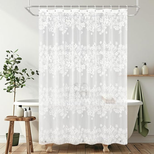 PEVA Shower Curtain, Water Repellent Premium Bathroom Shower Curtain with 3 Magnetic Weights for Shower Stall, Bathtubs