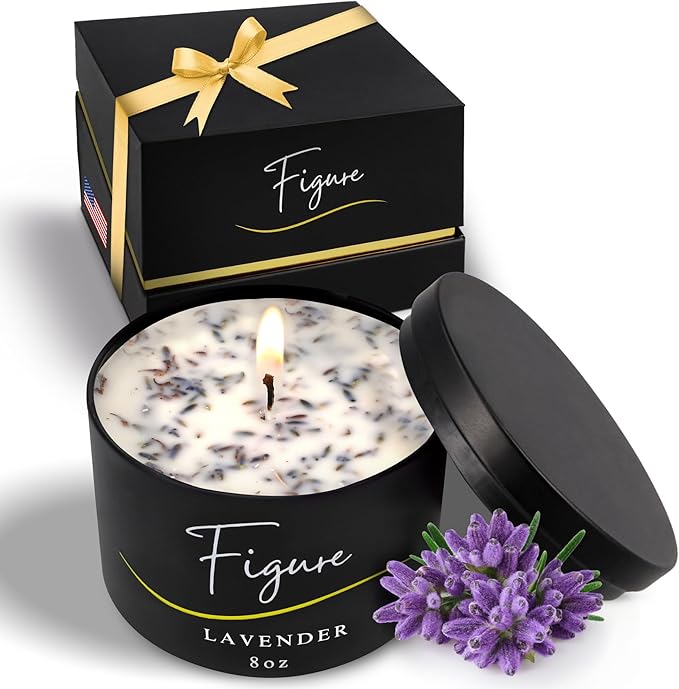 Lavender Aromatherapy Candle – 100% Beeswax & Organic Soy Blend with Real Lavender Sprigs | Clean Burn Floral Candle Premium Gift for Her
