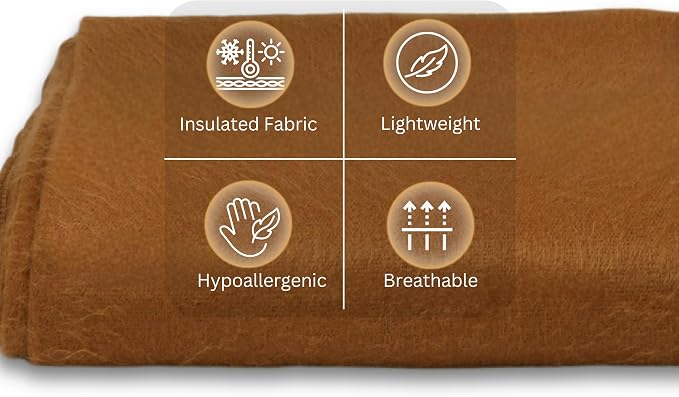 Alpaca Wool Throw Blanket | 65" x 85" | Warm, Ultra-Soft, Breathable, Non-Itchy Blanket-Throw | Hypoallergenic and Beautiful Fabric (Camel)