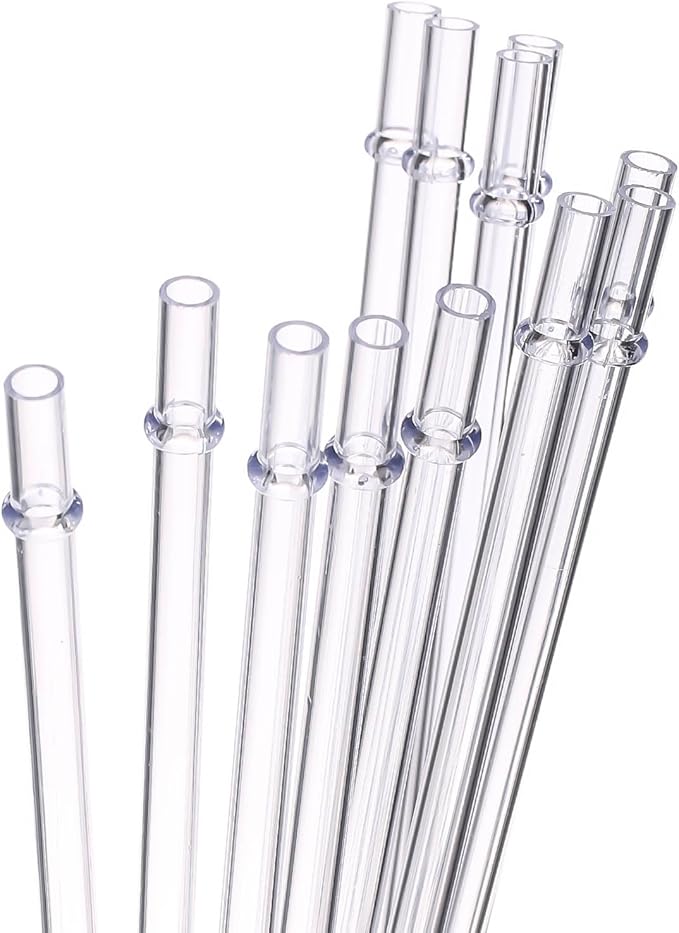 Dakoufish 11 Inch Clear Reusable Thick Plastic Drinking Straws Extra Long for 24oz 30oz 40oz Mason Jar Tumblers,Set of 12 Pcs Straws with Cleaning Brush (11inch, Clear)