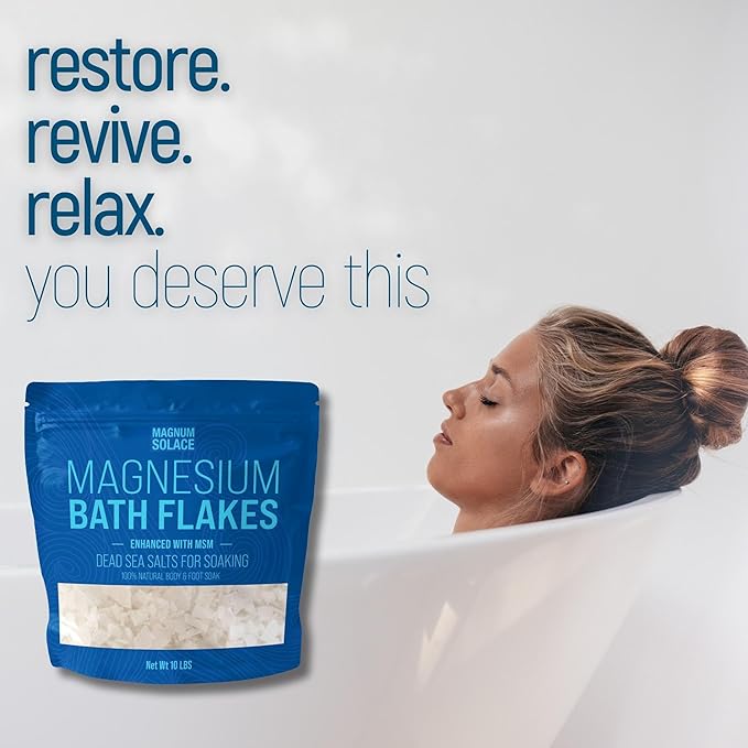 Magnesium Flakes with MSM - Magnesium Chloride Flakes - Dead Sea Salts for Soaking, 3.0 LBS