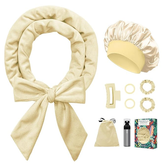 Heatless Curls Overnight Hair Curler, 70" Soft Hair Curlers to Sleep In No Heat Curls Overnight, 9 PCS No Heat Curlers Set for Women - Champagne