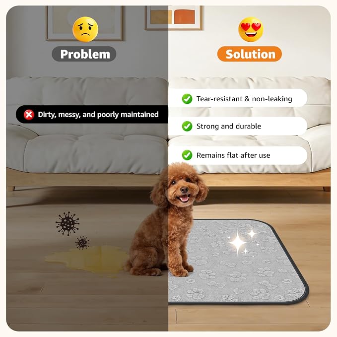 LOOBANI Washable Pee Pads for Dogs 36"x48", 2 Packs Extra Large Whelping Pads for Floor, Playpen, Super Absorbent Reusable Dog Mat, Waterproof Puppy Pads for Incontinence, Housebreak,Crate,Gray