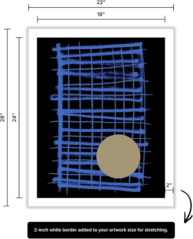 Monem Art Blue Grid Abstract Geometric Print - Modern Minimalist Art Poster - Wall Decor for Living Room, Bedroom or Office - 18x24 ROLLED CANVAS Wall Art by Mareike Bohmer