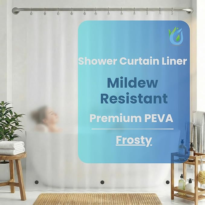 SUSTAINAURA® Premium Frosty Shower Curtain Liner 72x72 – Waterproof, Quick Dry, Odor Free, Eco Friendly, Non-Toxic with 3 Weighted Magnets & 12 Rustproof Grommets Bathroom Accessories