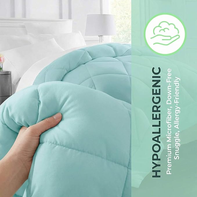 Full/Queen Comforter Insert, All Season Down Alternative, Box Stitching, Lightweight Corner Tabs, 89"x89", Gray