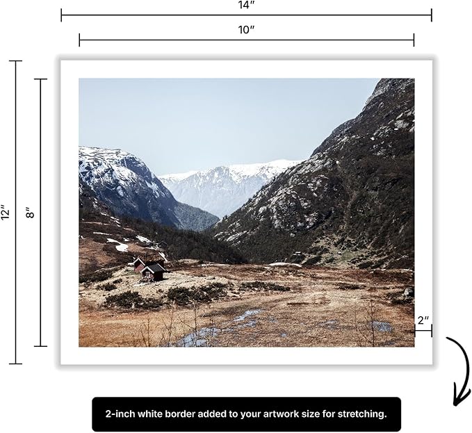 Monem Art Scandinavian Mountain Cabin Landscape Photography Print - Nordic Nature Scenic Art Poster - Wall Decor for Living Room, Bedroom or Office - 8x10 ROLLED CANVAS Wall Art by Mareike Bohmer