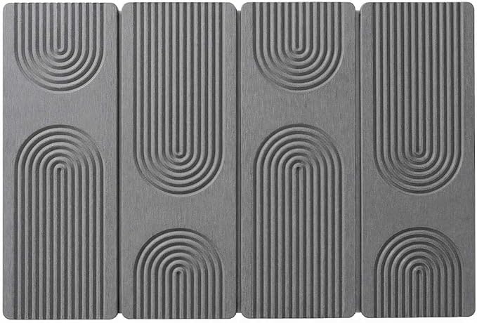 Large Quick-Dry Stone Drying Mat for Kitchen Counter, 24" × 16", Foldable Diatomaceous Earth Dish Drying Mat with PU Non-Slip Base,for Bottles Cups Dishes (Gray (4-fold), 24" × 16")
