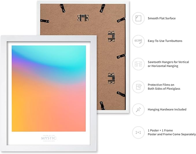 Monem Art Mystic Iridescent Gradient Print - Minimalist Abstract Color Field Poster - Wall Decor for Living Room, Bedroom or Office - 8x10 White Framed Wall Art by Rs Lab Studio