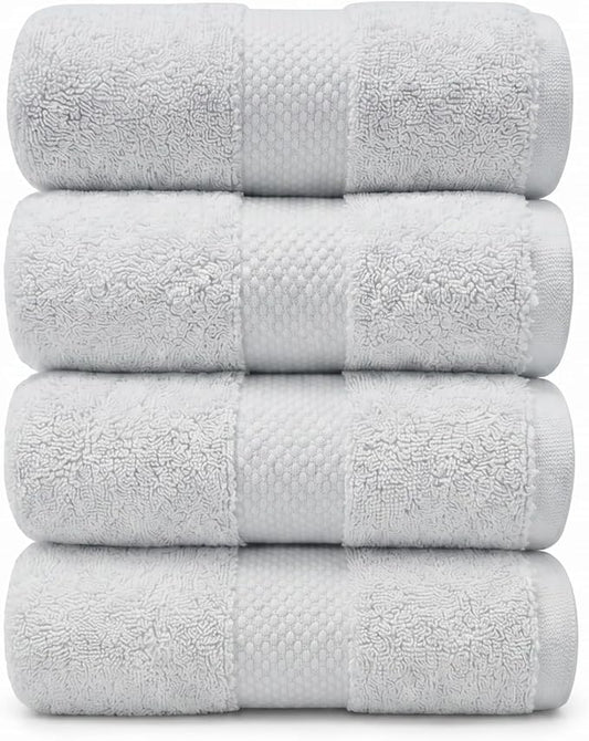 TOWELTIQUE- Organic Cotton Luxury Bath Towels Pack of 4 GOTS & Oeko- TEX Certified | Premium Soft, Absorbent & Quick-Drying Towels for Bathroom, Gym, Spa & Hotel Use – Light Gray