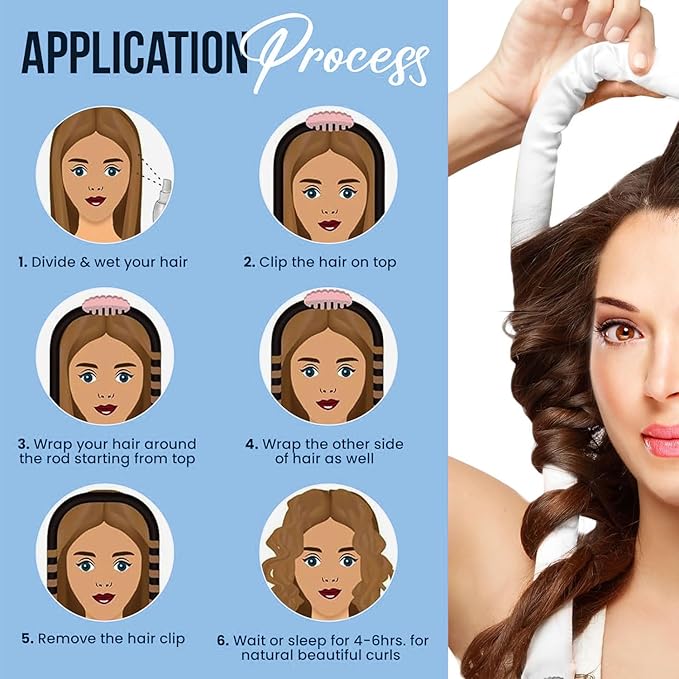 Heatless Hair Curler, Satin Hair Rollers for Heat less Curls Overnight, Premium Satin for No Heat Curls, Overnight Heatless Curling Rod to Sleep In, Silky Curlers with Clip and Scrunchies