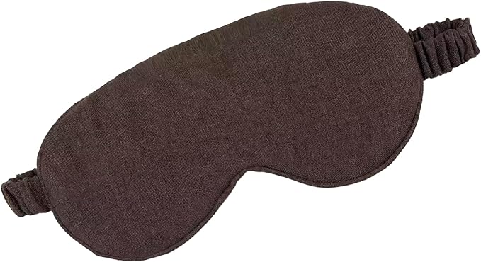 Eye mask Pure Linen Sleep Mask with Elastic Band, No Pressure On Eyes,Side Sleeper Eye Cover Organic Cotton Core Blindfold,Napping & Yoga Travel Essentials (Coffee)