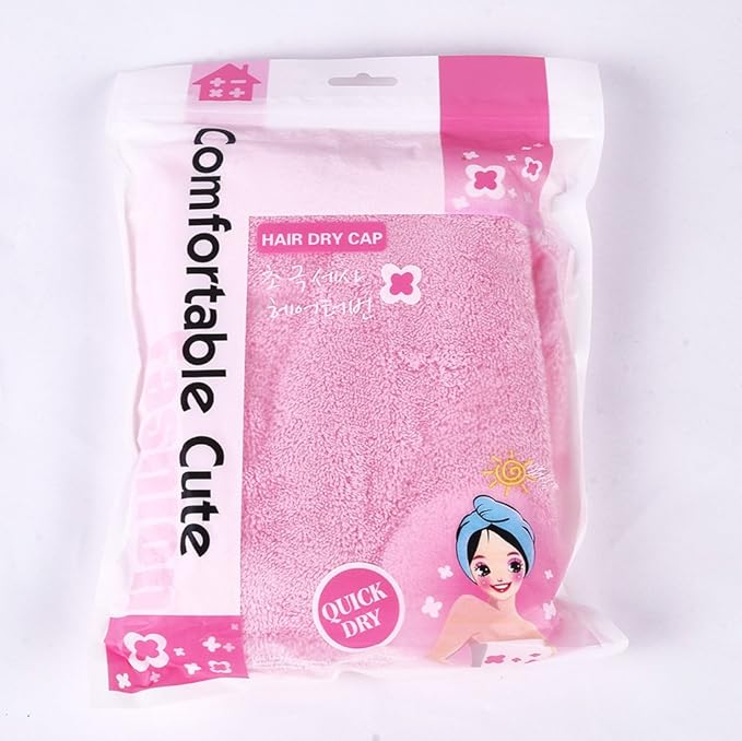 YYXR Microfiber Hair Drying Towel Ultra Absorbent Twist Hair Turban Drying Cap Hair Wrap (Pink)