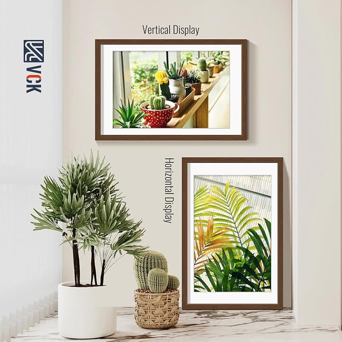 VCK 24x36 Picture Frames Brown 3 Pack, Wide Border Wood, Display 20x30 Photo with Mat or 24 x 36 without, for Home, Office, Gallery, Woodgrain Series, Wall Hanging
