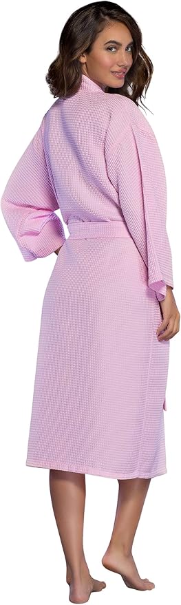 Turquaz Lightweight Long Waffle Kimono Spa Robe for Women