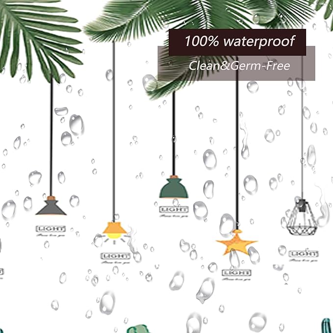 TIKABC Shower Curtain Liner, 4G PEVA Banana Leaves Shower Liner, Plastic Waterproof Shower Curtains, 72x72 inch with Grommet Holes 3 Magnetic Weights