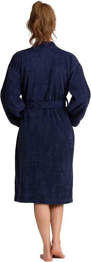 Women's Turkish Terry Kimono Style Bathrobe - 100% Cotton Robe for Women - Comfortable & Absorbent - Soft & Cozy Wear