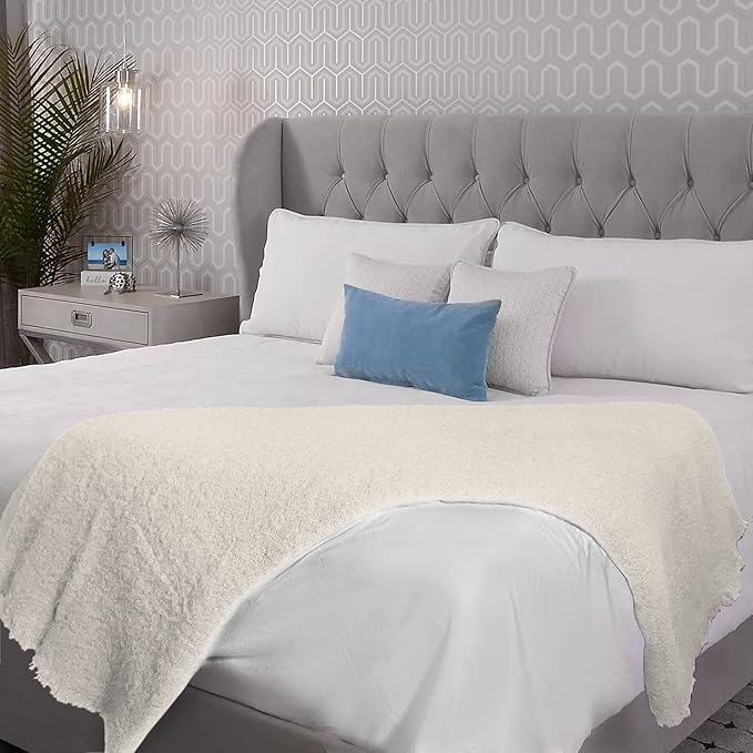 Biddy Murphy Ultra Soft Irish Mohair & Wool Throw Blanket, Made in Ireland, 54"x72", White