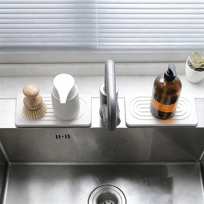 2Pieces Natural Water Absorbing Stone Soap Holder Tray for Bathroom Countertop and Sink Organization Counter Top Natural Diatomite Bath Tray