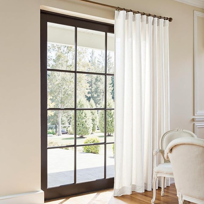 jinchan Linen Blend Curtain 84 inch Length 1 Panel for Bedroom Living Room, Light Filtering 84 inch Wide Farmhouse Drape with Rod Pocket Back Tab(84W x 84L, Off White)