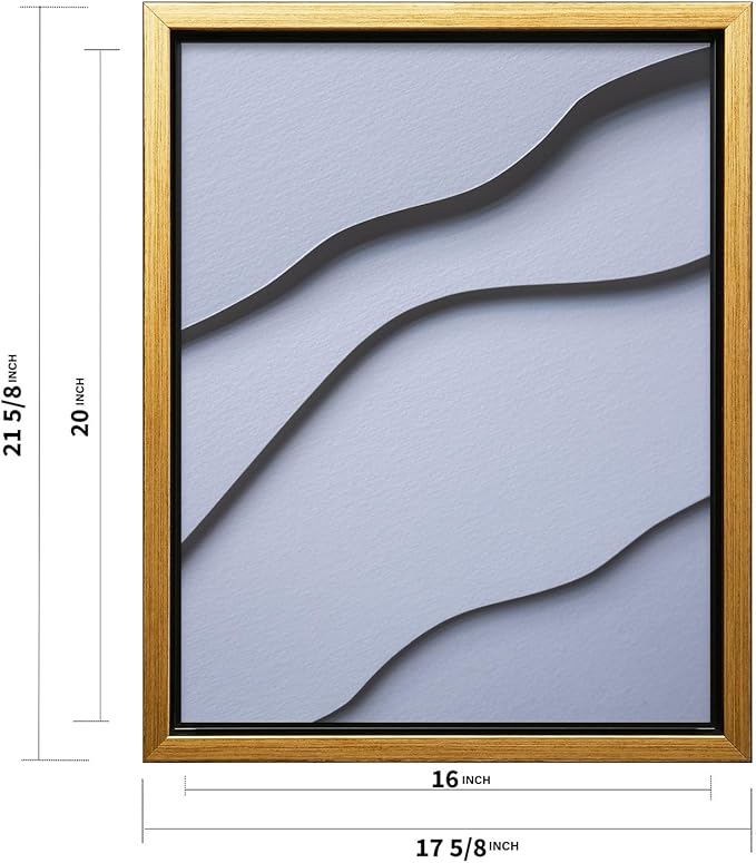Monem Art Minimalist White Paper Waves Print - Abstract Scandinavian Texture Poster - Wall Decor for Living Room, Bedroom or Office - 16x20 Gold Framed CANVAS Wall Art by Mareike Bohmer