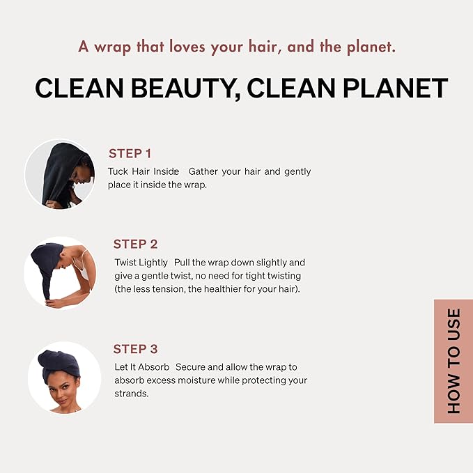 LUCE Hair Towel wrap for Women – Premium 400 GSM Microfiber Hair Towel Anti frizz, Highly Absorbent, Adjustable Thick Elastic Fit for Kids & Adults, Perfect for Curly, Wavy & Long Hair Care, Black