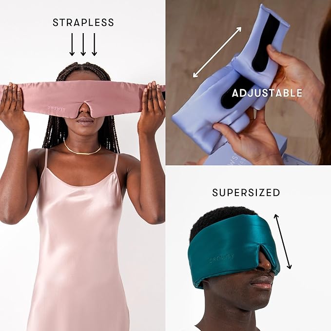 DROWSY Silk Sleep Mask - Face-Hugging, Padded Cocoon for Luxury Sleep in Total Darkness - 100% Pure Mulberry Silk (Cosmic Energy)