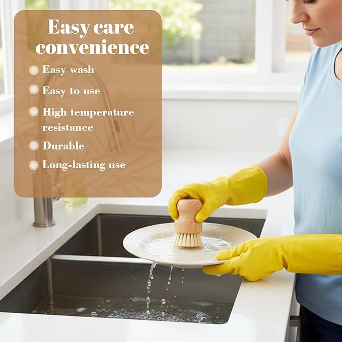 COMNICO Bamboo Dish Brush Set, 9 Pack Kitchen Natural Wooden Cleaning Scrubbers Set Washing Dish Brush Scrubber with Natural Sisal Bristles for Household Cleaning Vegetables