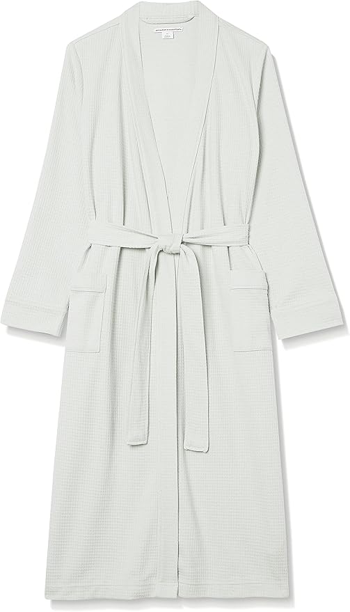 Amazon Essentials Women's Lightweight Waffle Full-Length Bath Robe with Pockets (Available in Plus Size)