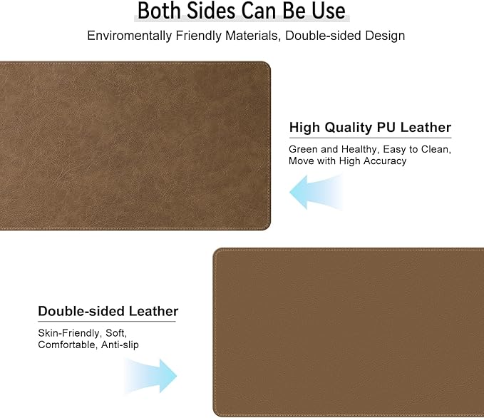 Imitation Crazy Horse Leather Desk Mat - Waterproof Desk Pad - Ideal for Large Mouse Pad and Desk Mats on Top of Desks (Camel+Camel, 33"*13")