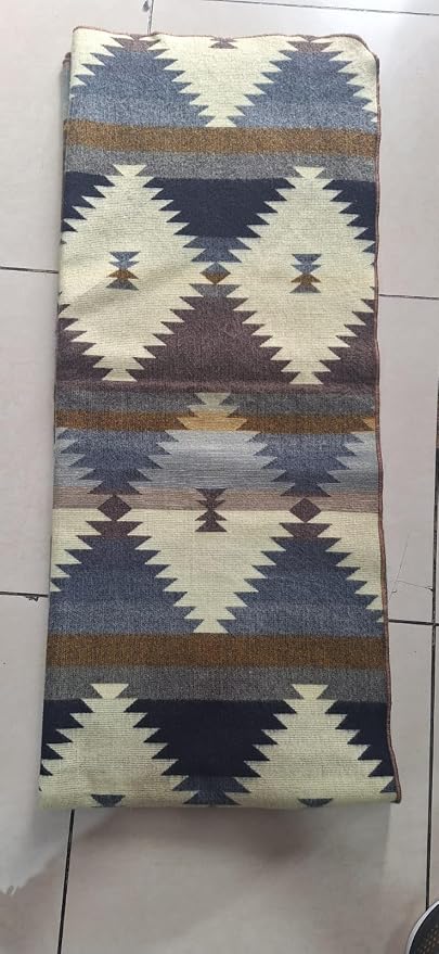 Alpaca Wool Blanket, King Size 100 x 83, Reversible 2 in 1, Thick and Ultra Soft, Hypoallergenic, Non-Itchy, Handmade in Ecuador. Premium Alpaca Wool Thtow Blanket for Cozy Comfort.(Blue and Brown)