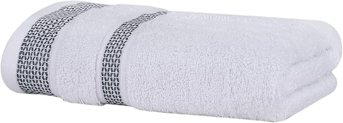 CASA COPENHAGEN Solitaire 6Pcs 100% Egyptian Cotton Large Designer Towels Gift Set- Chalk White, 600GSM, 2Bath 2Hand 2Washcloths, Bath Towels for Bathroom Set for Women & Men