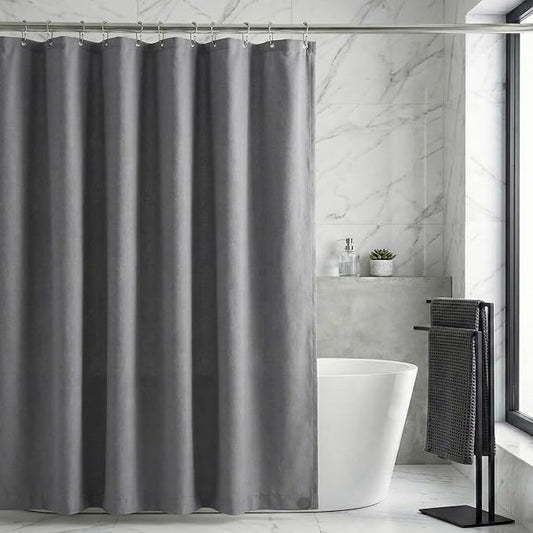 Waterproof Fabric Shower Curtain Liner, TPU Coated, PEVA-Free & Odorless, Hotel Quality, 3 Magnets, Rust-Proof Metal Grommets, Machine Washable, Grey, 72x96 Inch