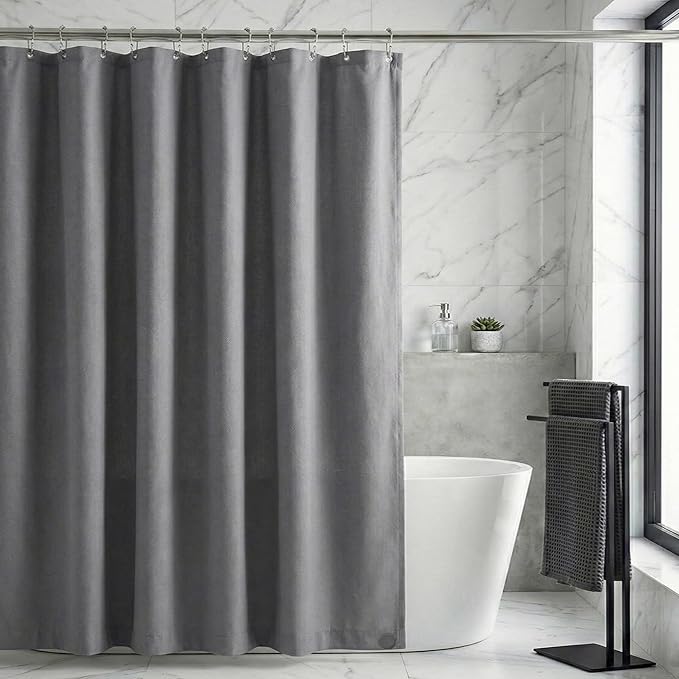 Waterproof Fabric Shower Curtain Liner, TPU Coated, PEVA-Free & Odorless, Hotel Quality, 3 Magnets, Rust-Proof Metal Grommets, Machine Washable, Grey, 72x84 Inch