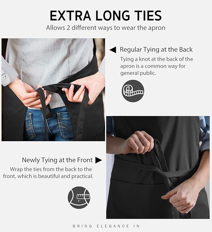 Syntus Apron for Men Women, Adjustable Cooking Kitchen Chef Aprons with 2 Pockets