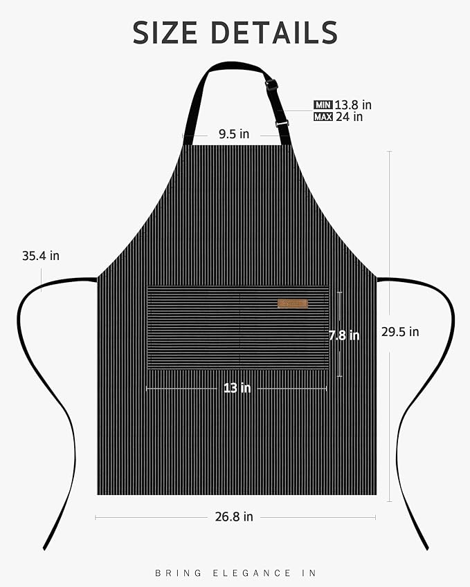 Syntus Chef Apron for Men Women Kitchen Cooking Apron with Pockets, Adjustable Bib Aprons Stain Resistant