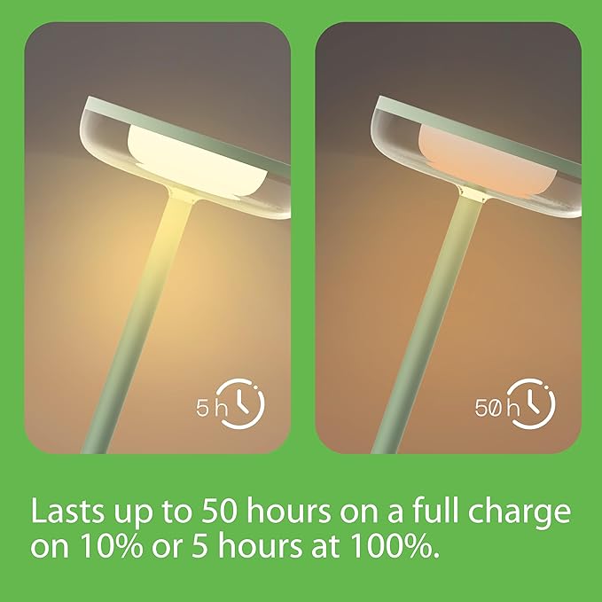 Cocktail Style Solar Table Lamp - Cordless LED Light with USB-C Charging, Dimmable Warm 2700K Glow, Weather Resistant for Indoor/Outdoor Use - Green, 1 Pack