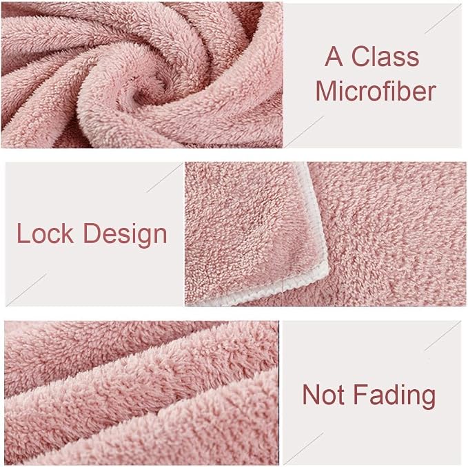 Jseng 2PC Microfiber Hair Drying Caps, Extrame Soft & Ultra Absorbent, Fast Drying Hair Turban Wrap Towels Thick Fluffy Shower Cap for Women