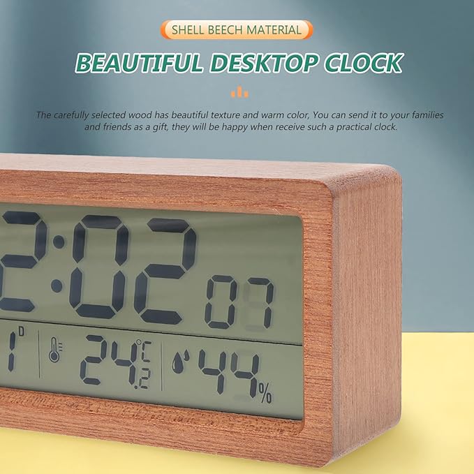 Clock Desk Led Retro Electronic Led Kid Luminous Wood