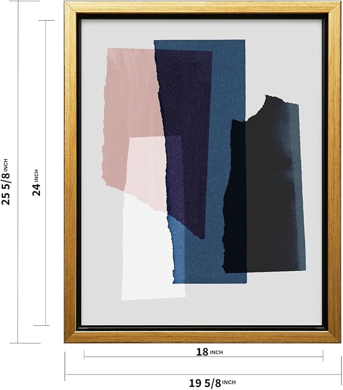 Monem Art Abstract Torn Paper Collage Print - Minimalist Modern Art Poster - Wall Decor for Living Room, Bedroom or Office - 18x24 Gold Framed CANVAS Wall Art by Mareike Bohmer